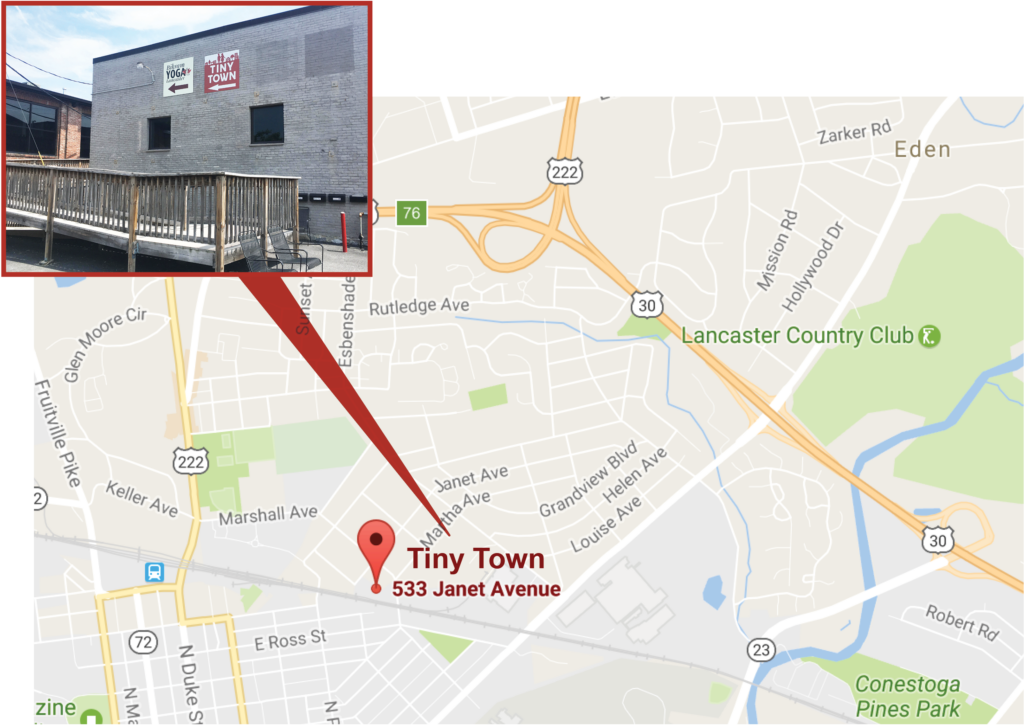 Map of Tiny Town's location: 533 Janet Ave. in Lancaster, PA
