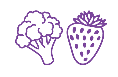 Illustration of broccoli and strawberry